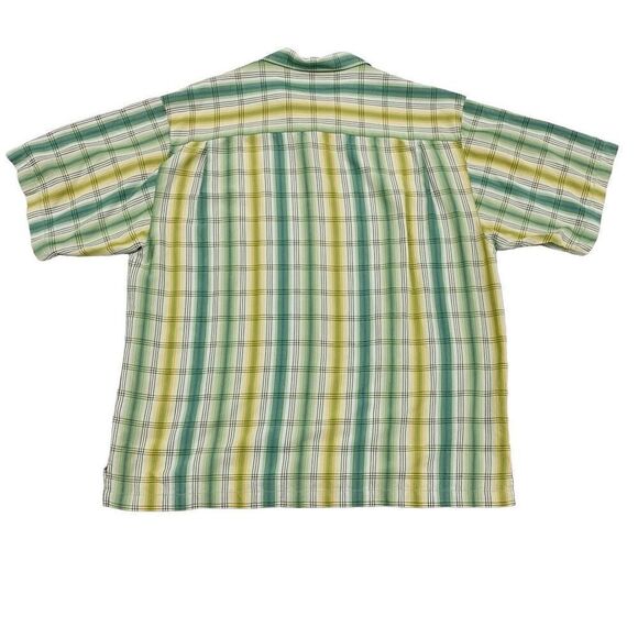 Tommy Bahama XL Silk Green Checkered Tartan Short Sleeves Button Shirt Vintage - Picture 2 of 9